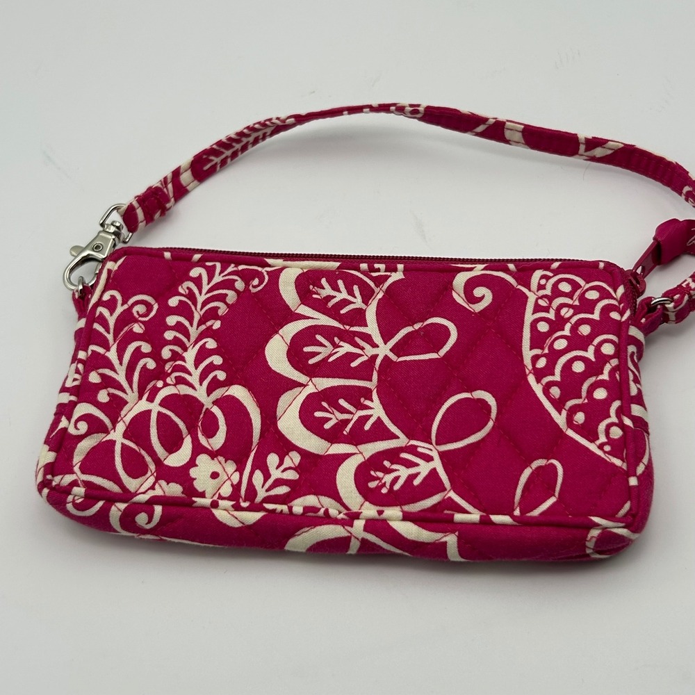 Vera Bradley Wristlet Wallet Women Small Pink Excellent‎ Quilted Floral Paisley